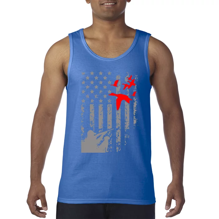 American Flag Patriotic Duck Hunting Waterfowl With Dog Great Gift Tank Top