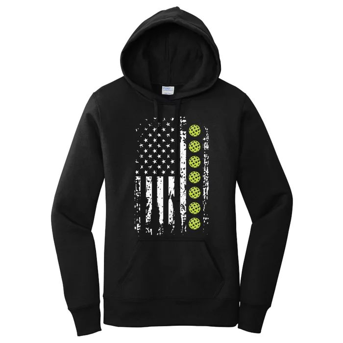 American Flag Pickleball Player Gift father's day Women's Pullover Hoodie