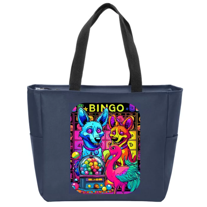 A Flamingo Plays Bingo With Her Friends The Dingoes Zip Tote Bag