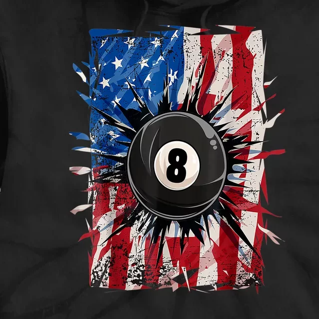 American Flag Pool Snooker Billiards Player 8 Ball Usa Gift Tie Dye Hoodie