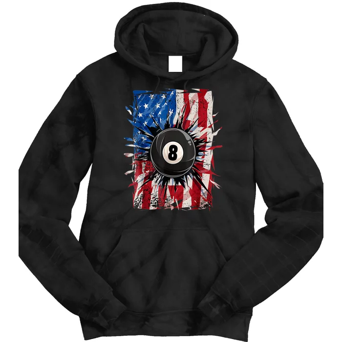 American Flag Pool Snooker Billiards Player 8 Ball Usa Gift Tie Dye Hoodie