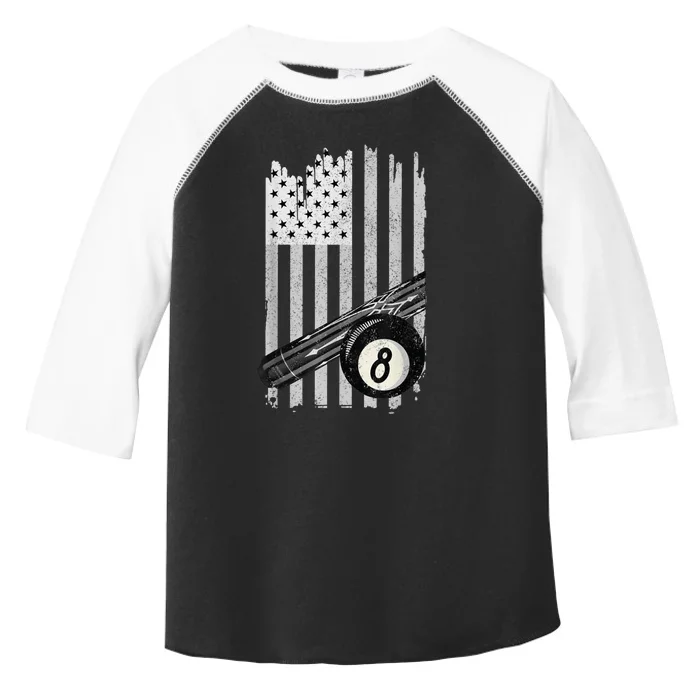 American Flag Pool Table Billiard 8 Ball Wear Toddler Fine Jersey T-Shirt