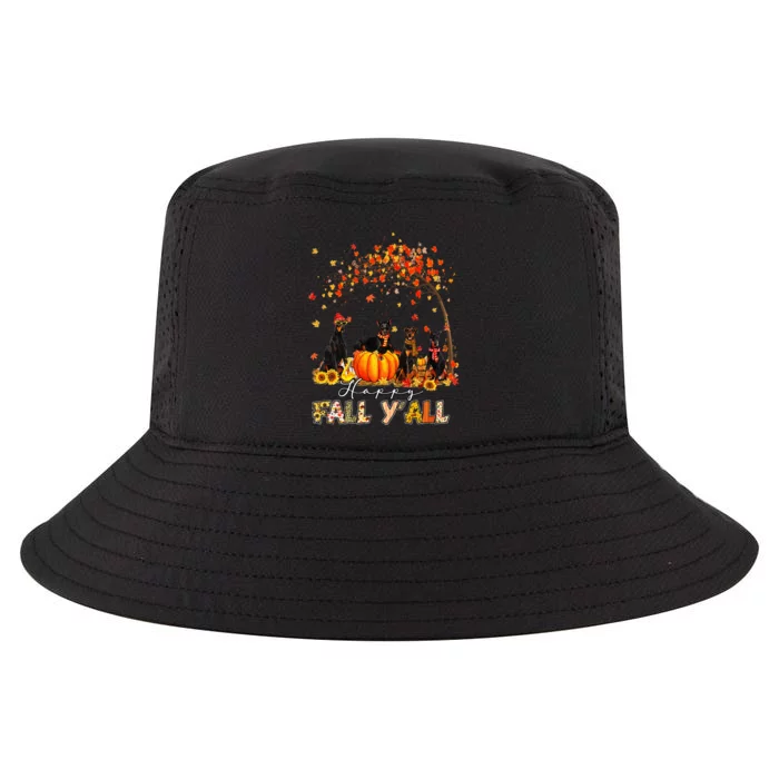 Autumn Fall Pumpkin Truck Thanksgiving Doberman Dog Cool Comfort Performance Bucket Hat