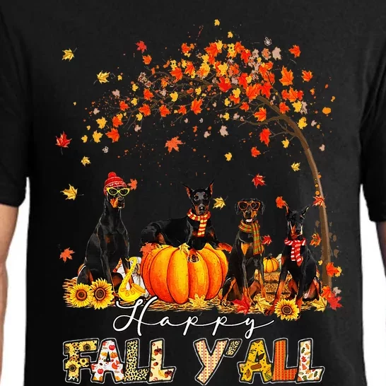 Autumn Fall Pumpkin Truck Thanksgiving Doberman Dog Pajama Set