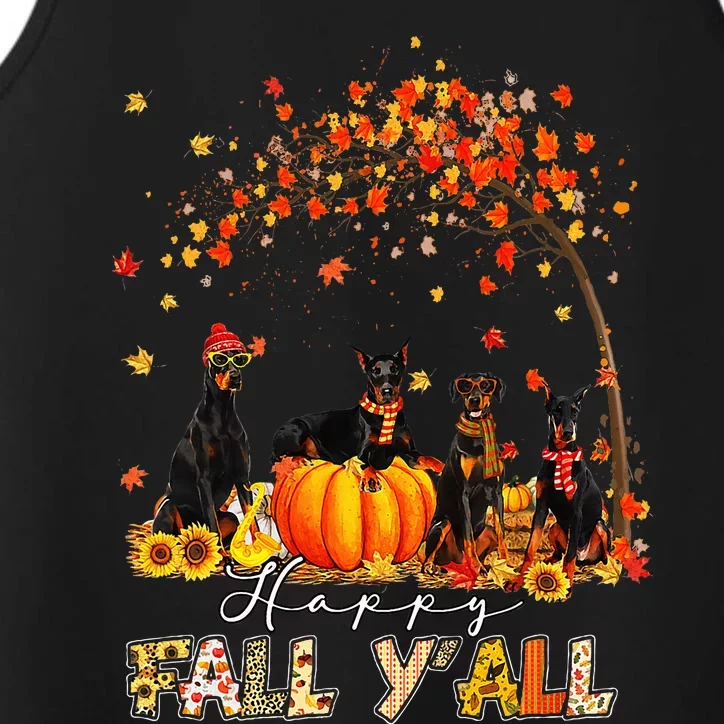 Autumn Fall Pumpkin Truck Thanksgiving Doberman Dog Performance Tank