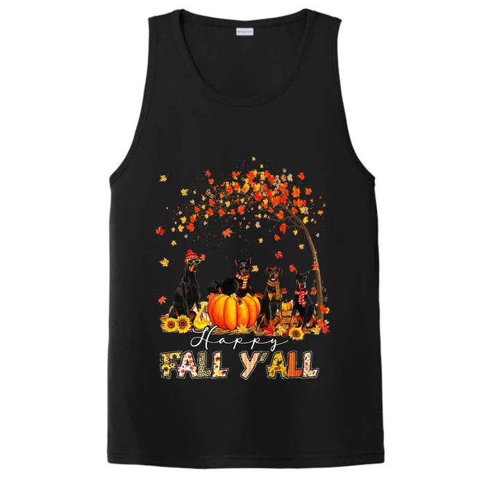 Autumn Fall Pumpkin Truck Thanksgiving Doberman Dog Performance Tank