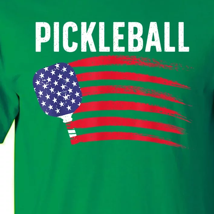 American Flag Pickleball Lover Gift Paddle Sport Tall T-Shirt