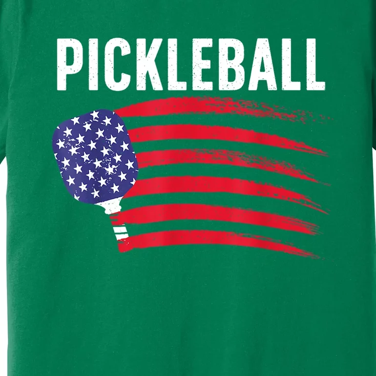 American Flag Pickleball Lover Gift Paddle Sport Premium T-Shirt