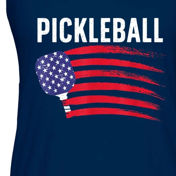 American Flag Pickleball Lover Gift Paddle Sport Ladies Essential Flowy Tank