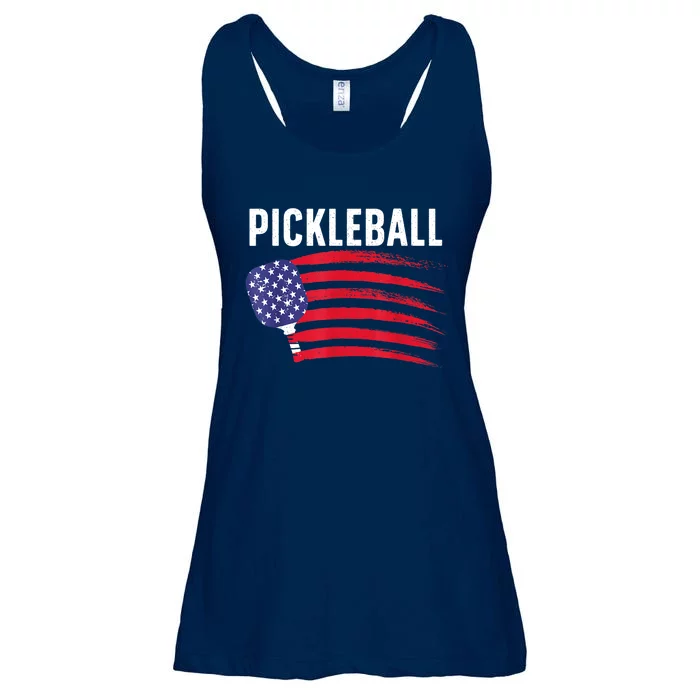 American Flag Pickleball Lover Gift Paddle Sport Ladies Essential Flowy Tank