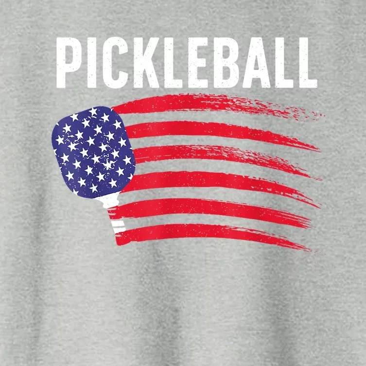 American Flag Pickleball Lover Gift Paddle Sport Women's Crop Top Tee