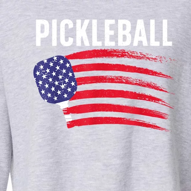 American Flag Pickleball Lover Gift Paddle Sport Cropped Pullover Crew