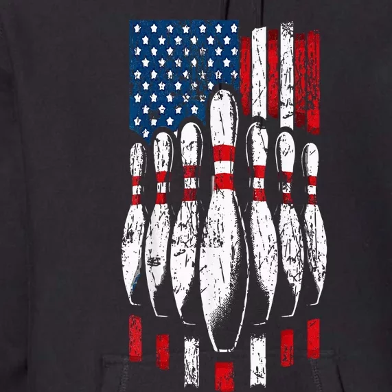 American Flag Patriotic Bowling Premium Hoodie