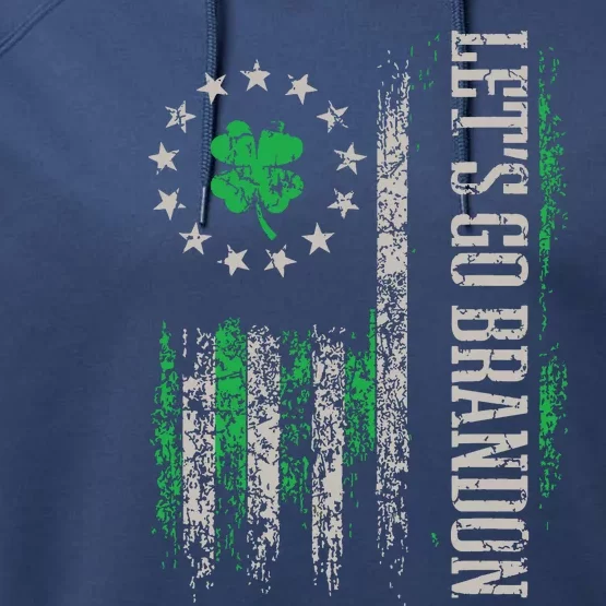 American Flag Patriots Lets Go Brandon St Patricks Day Performance Fleece Hoodie