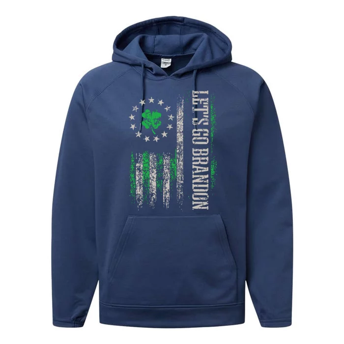 American Flag Patriots Lets Go Brandon St Patricks Day Performance Fleece Hoodie