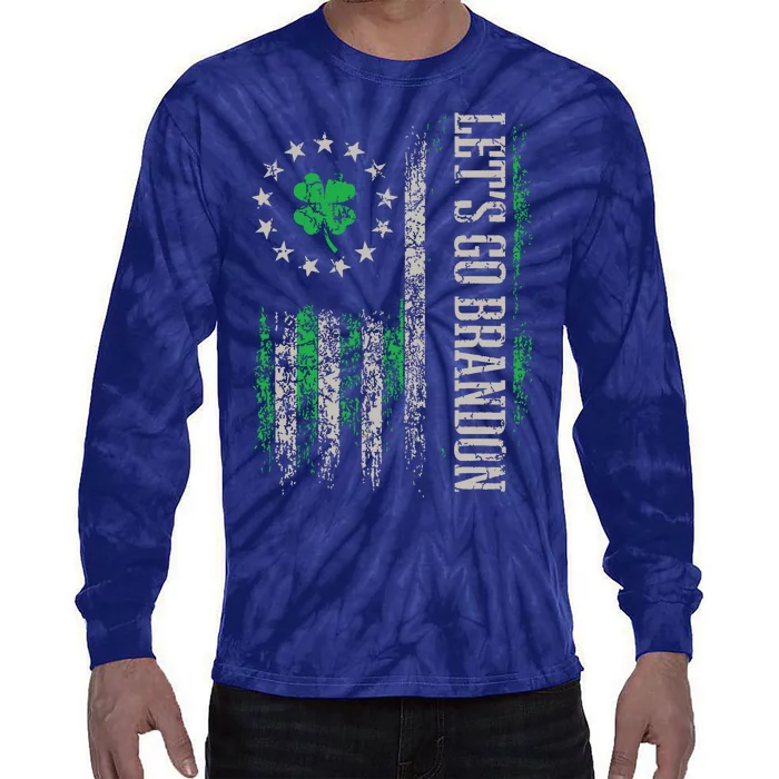 American Flag Patriots Lets Go Brandon St Patricks Day Tie-Dye Long Sleeve Shirt