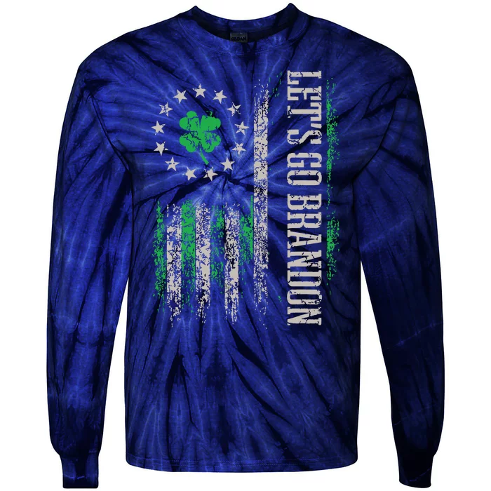 American Flag Patriots Lets Go Brandon St Patricks Day Tie-Dye Long Sleeve Shirt