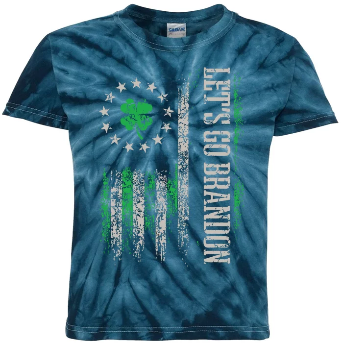 American Flag Patriots Lets Go Brandon St Patricks Day Kids Tie-Dye T-Shirt