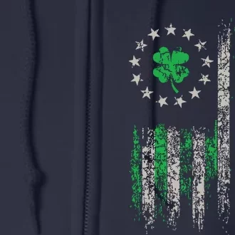 American Flag Patriots Lets Go Brandon St Patricks Day Full Zip Hoodie