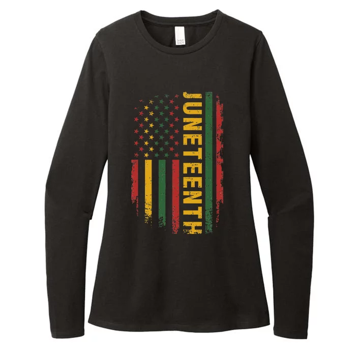 American flag pan african colors for celebrating Juneteenth Womens CVC Long Sleeve Shirt