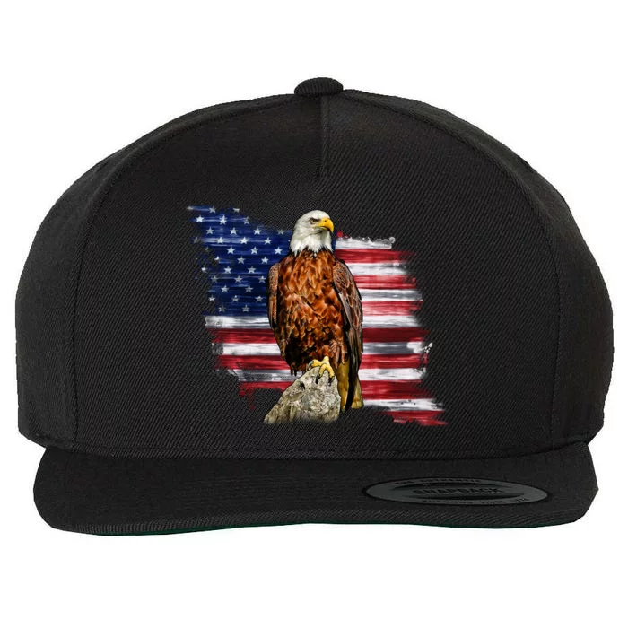 American Flag Patriotic Eagle Vintage Wool Snapback Cap