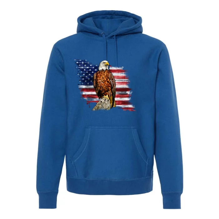 American Flag Patriotic Eagle Vintage Premium Hoodie