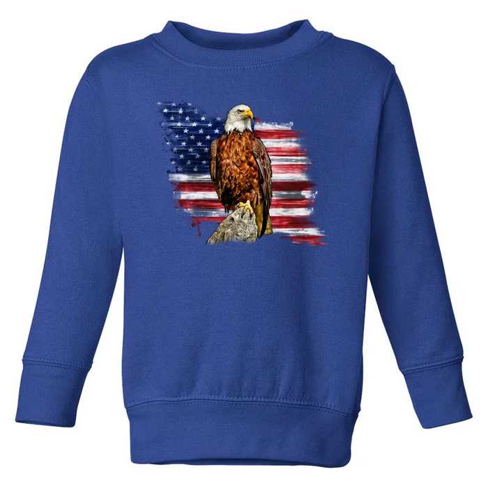 American Flag Patriotic Eagle Vintage Toddler Sweatshirt