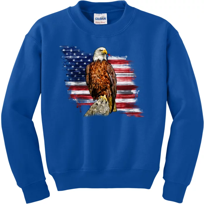 American Flag Patriotic Eagle Vintage Kids Sweatshirt