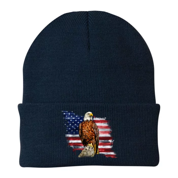 American Flag Patriotic Eagle Vintage Knit Cap Winter Beanie