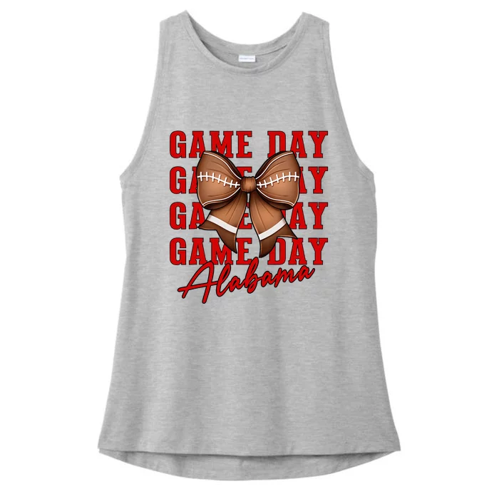 Alabama Football Pretty Coquette Style Bow Ladies Tri-Blend Wicking Tank