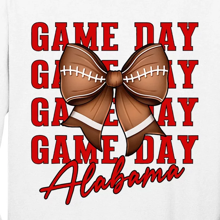 Alabama Football Pretty Coquette Style Bow Tall Long Sleeve T-Shirt