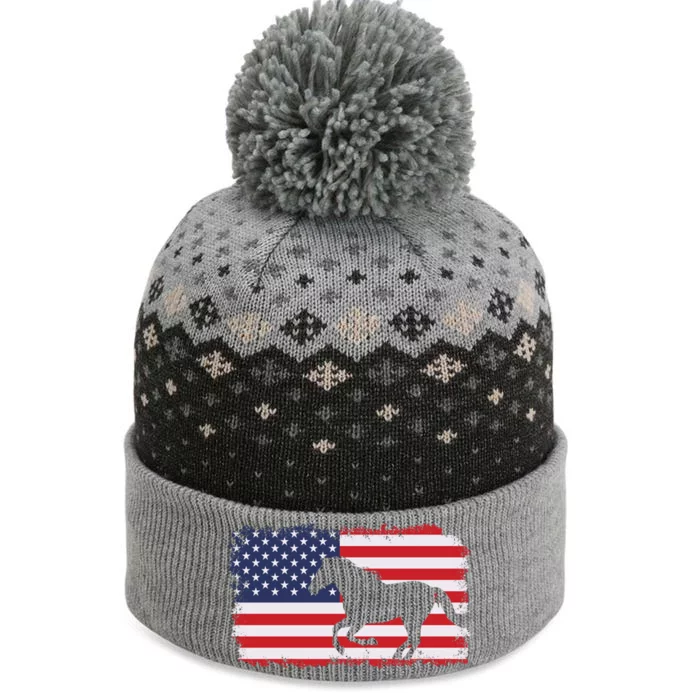 American Flag Patriotic Horse Horseback Riding Gift The Baniff Cuffed Pom Beanie