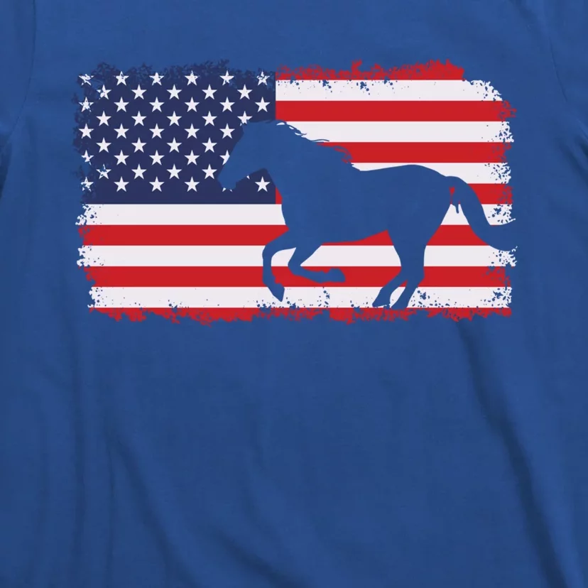 American Flag Patriotic Horse Horseback Riding Gift T-Shirt