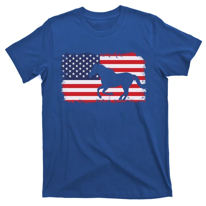 American Flag Patriotic Horse Horseback Riding Gift T-Shirt