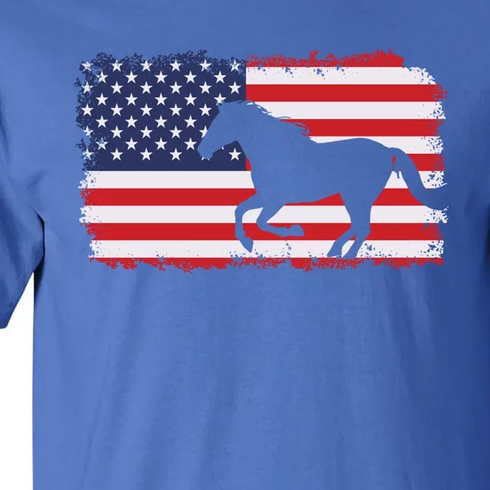 American Flag Patriotic Horse Horseback Riding Gift Tall T-Shirt