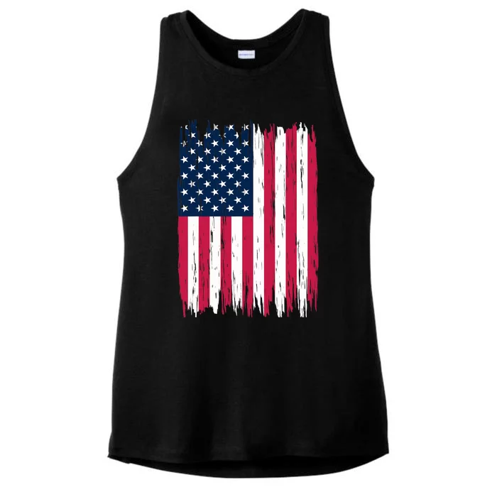 American Flag Patriotic 4th of July Independence Day Ladies Tri-Blend Wicking Tank