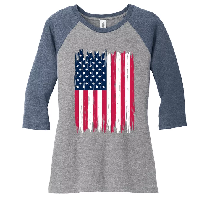 American Flag Patriotic 4th of July Independence Day Women's Tri-Blend 3/4-Sleeve Raglan Shirt