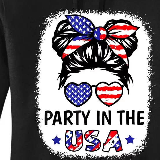 American Flag Party In Usa 4th July Patriotic Teen Girl Women's Pullover Hoodie