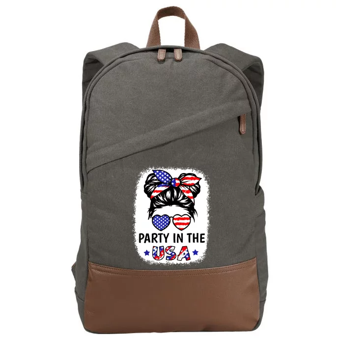 American Flag Party In Usa 4th July Patriotic Teen Girl Cotton Canvas Backpack