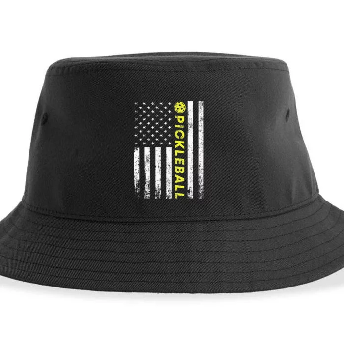 American Flag Pickleball For Pickleball Lovers Sustainable Bucket Hat