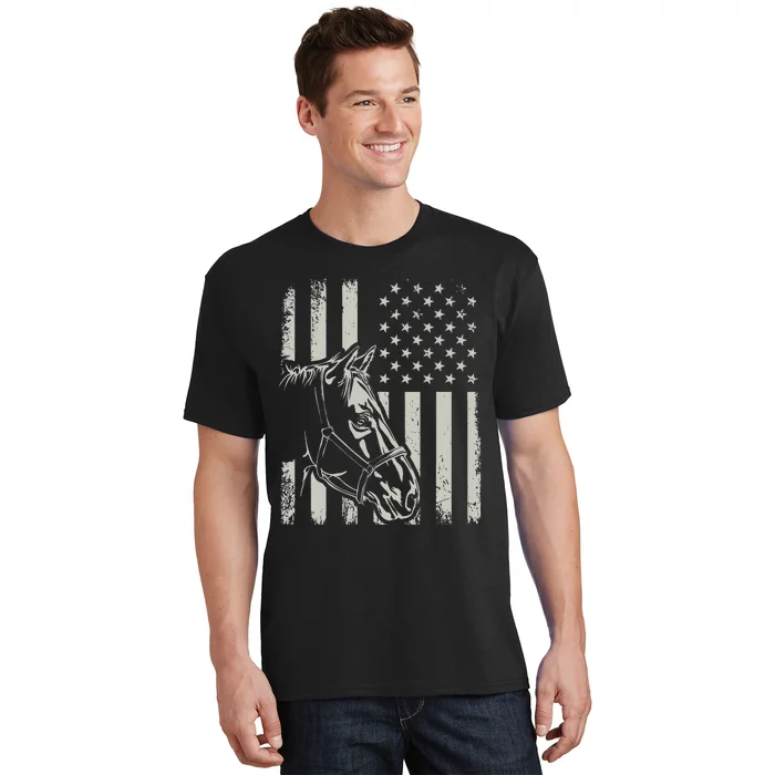 American Flag Proud Patriotic Horse Owner Lover T-Shirt