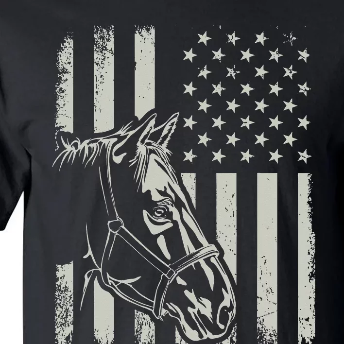 American Flag Proud Patriotic Horse Owner Lover Tall T-Shirt