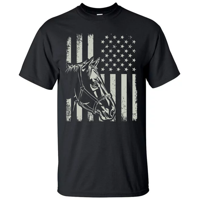 American Flag Proud Patriotic Horse Owner Lover Tall T-Shirt