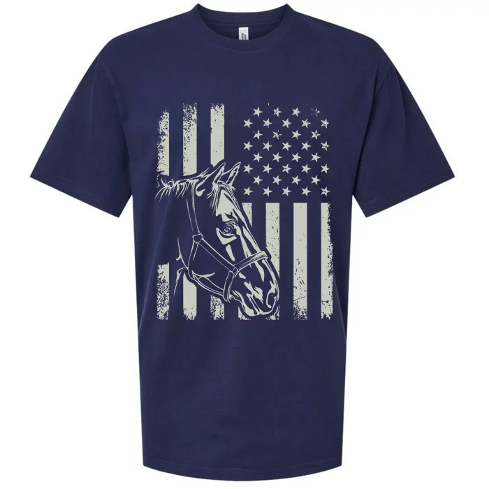 American Flag Proud Patriotic Horse Owner Lover Sueded Cloud Jersey T-Shirt