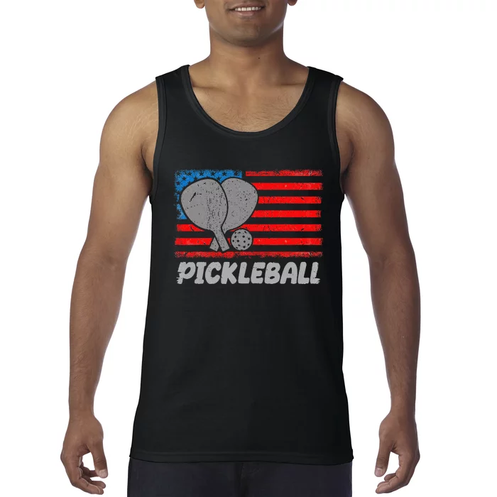 American Flag Pickleball Players Pickleball Paddles Tank Top