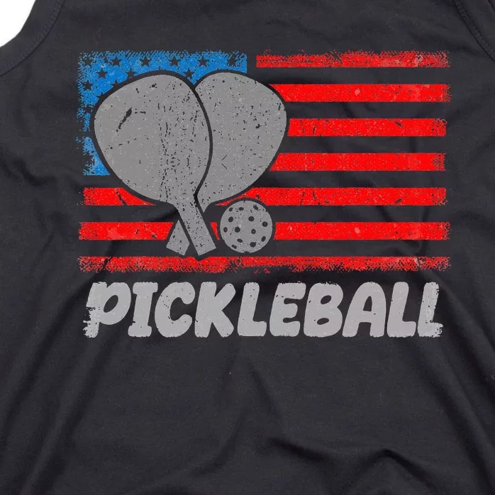 American Flag Pickleball Players Pickleball Paddles Tank Top