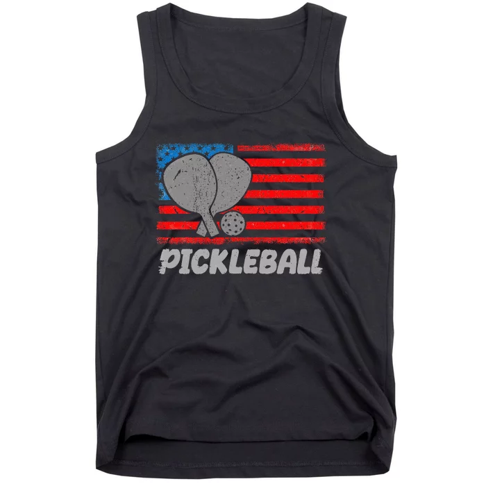 American Flag Pickleball Players Pickleball Paddles Tank Top