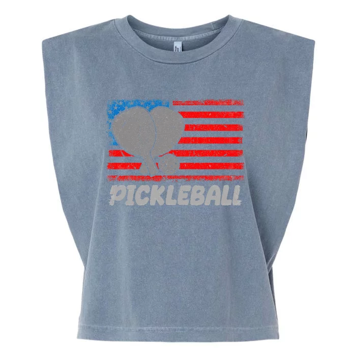 American Flag Pickleball Players Pickleball Paddles Garment-Dyed Women's Muscle Tee