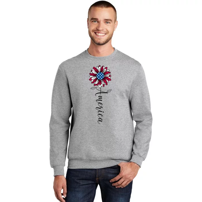 American Flag Patriotic 1776 Sunflower Usa Flag America Gift Sweatshirt