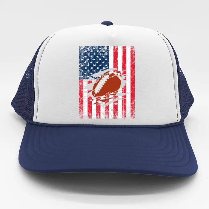 American Football Patriotic 4th Of July American Flag Gift Trucker Hat